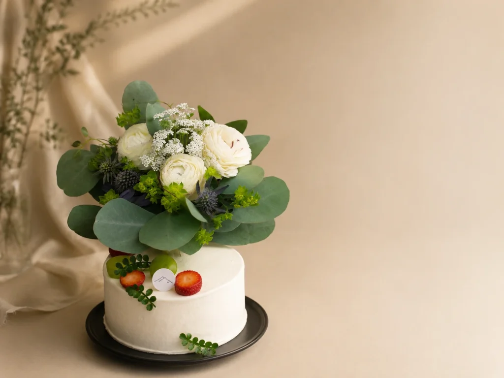 cake with flowers_山三石